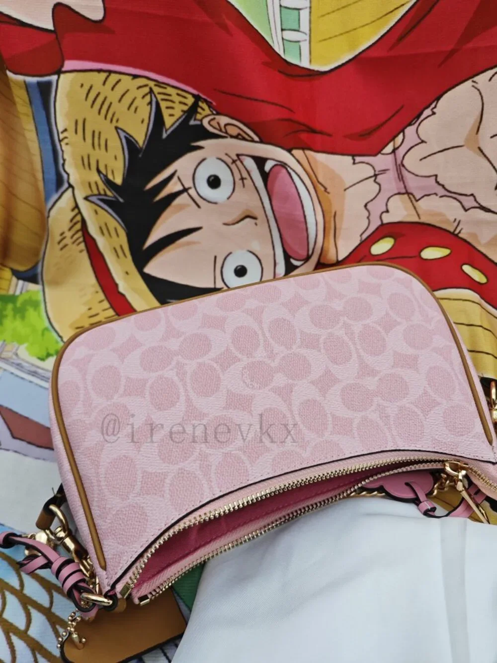 Coach Pink Signature Print Crossbody with Flower Charm